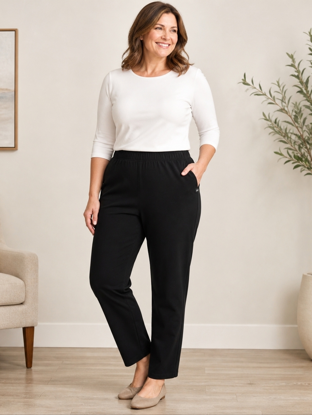 Chic Comfort Collection Pull On Pants Black Size 18 Average Stretch Legging